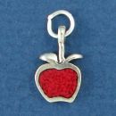 Apple with Inlay Sterling Silver Mini Charm Pendant