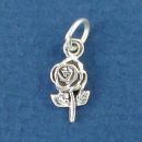 Rose Flower Sterling Silver Mini Charm Pendant