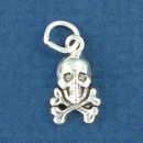 Skull and Crossbones Tiny Sterling Silver Charm Pendant