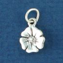 Poppy Flower Tiny Sterling Silver Charm Pendant