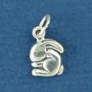 Bunny Rabbit Sitting Tiny Sterling Silver Charm Pendant