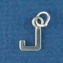 Tiny Alphabet Letter Initial J Sterling Silver Charm Pendant