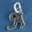 Medium Alphabet Letter Initial A Sterling Silver Charm Pendant