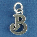 Medium Alphabet Letter Initial B Sterling Silver Charm Pendant