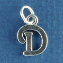 Medium Alphabet Letter Initial D Sterling Silver Charm Pendant