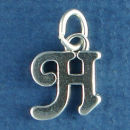 Medium Alphabet Letter Initial H Sterling Silver Charm Pendant