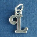 Medium Alphabet Letter Initial L Sterling Silver Charm Pendant