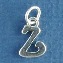 Medium Alphabet Letter Initial Z Sterling Silver Charm Pendant