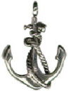 Anchor of a Ship Nautical Medium 3D Sterling Silver Charm Pendant