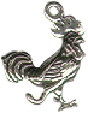 Rooster Sterling Silver Charm Pendant