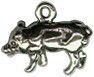 Pig Charm Medium 3D Sterling Silver Pendant