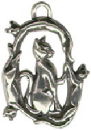 Cat's Chasing Each Other Sterling Silver Charm Pendant