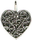 Heart with Lace Design Accents Sterling Silver Charm Pendant