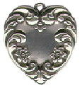 Heart with Vine and Flower Design Sterling Silver Charm Pendant