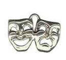 Comedy and Tragedy Drama School Mask Medium Sterling Silver Charm Pendant