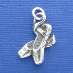 Crossed Ballet Slipper Charm Sterling Silver