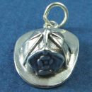 Fireman's Hat 3D Sterling Silver Charm Pendant