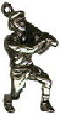 Baseball Player in Batters Position Sports 3D Sterling Silver Charm Pendant