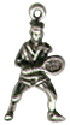 Tennis Player Male Sports 3D Sterling Silver Charm Pendant for Charm Bracelet