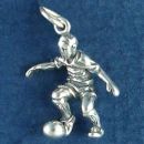 Soccer Player Kicking a Ball 3D Sterling Silver Charm for Charm Bracelet or Necklace