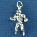 Football Player with Ball 3D Sterling Silver Charm Pendant