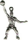 Basketball Player Boy Sports 3D Sterling Silver Charm Pendant