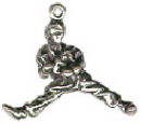 Martial Arts Guy in Jump Kick 3D Sterling Silver Charm Pendant