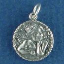 Angel Charm Sterling Silver Pendant in Raphael Pose on Disk