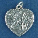 Angel Charm Sterling Silver Pendant in Raphael Pose on Heart