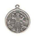 Religious Christian Saint Francis Of Assisi Round Medal Sterling Silver Charm