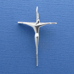 Cross Modern Style Crucifix Sterling Silver Charm Pendant