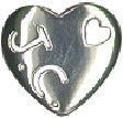 Religious Christian Heart with JC for Jesus Christ Sterling Silver Charm Pendant