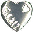 Religious Christian and Jewish Heart with Word God Sterling Silver Charm Pendant