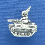 Military Army Tank Charm Sterling Silver