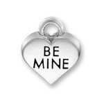 Be Mine Word Phrase on Heart Sterling Silver Charm Pendant