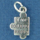 I am Scrappy Happy Word Phase Sterling Silver Charm Pendant