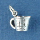 Kitchen: Measuring Cup for Cooking 3D Sterling Silver Charm Pendant