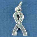 Awareness Ribbon, Survivor Word Phrase Sterling Silver Charm Pendant