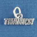 Thanks Word Charm and Message Phrase Sterling Silver Charm Pendant