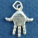 Religious Jewish Hamsa Hand Jewlery with Star of David 3D Sterling Silver Charm Pendant