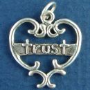 Heart with Word Phrase Trust Sterling Silver Charm Pendant