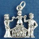 Adoption Family with Word Phase Adopt a Kid Sterling Silver Charm Pendant