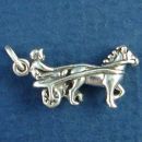 Harness Racer with Horse and Rider Sterling Silver Charm Pendant