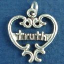 Heart with Word Phrase Truth Sterling Silver Charm Pendant