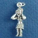 Frustrated Lady 3D Sterling Silver Charm Pendant