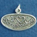 Hobby " I Love Scrapbooking" Plaque Sterling Silver Charm Pendant