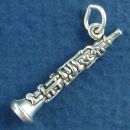 Musical Instrument Oboe 3D Sterling Silver Charm Pendant