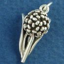 Cornflower Flower 3D Sterling Silver Charm Pendant