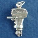 Boat Out Board Motor 3D Sterling Silver Charm Pendant