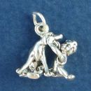 Boy Child with Best Friend Dog 3D Sterling Silver Charm Pendant